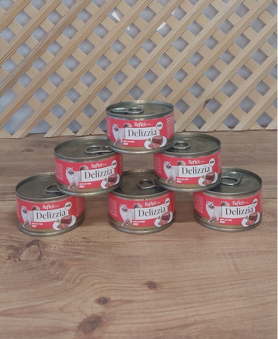 Reflex Plus Delizzia Kıyılmış Dana Etli Pate Konserve Kedi Maması 85 g (Yetişkin Kediler İçin)